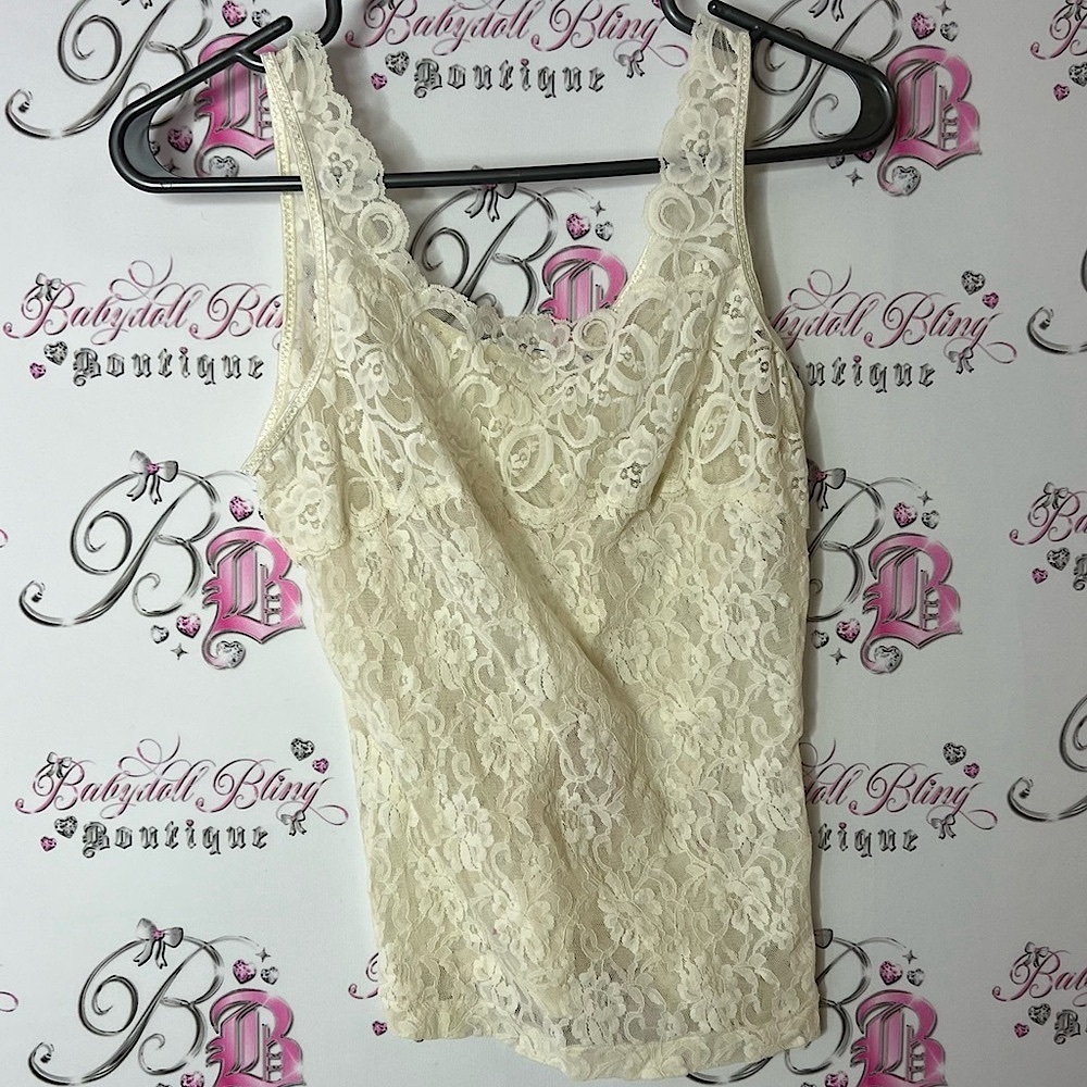 Tank top lace floral Lacie flowers cream white Elegant Lace Tank Top cami